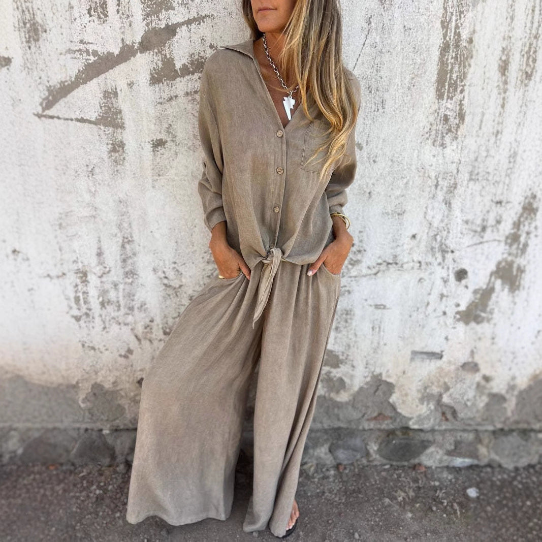 Solvra Washed Button-Tie Lounge Set