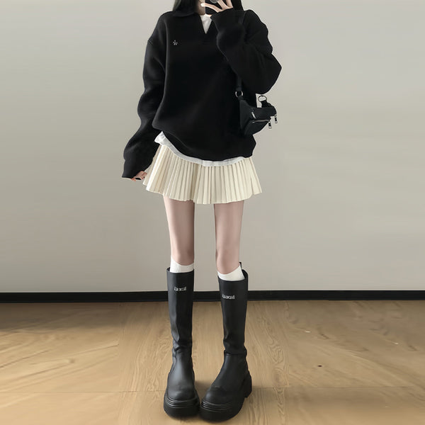 Soft Knit Pleated Skirt