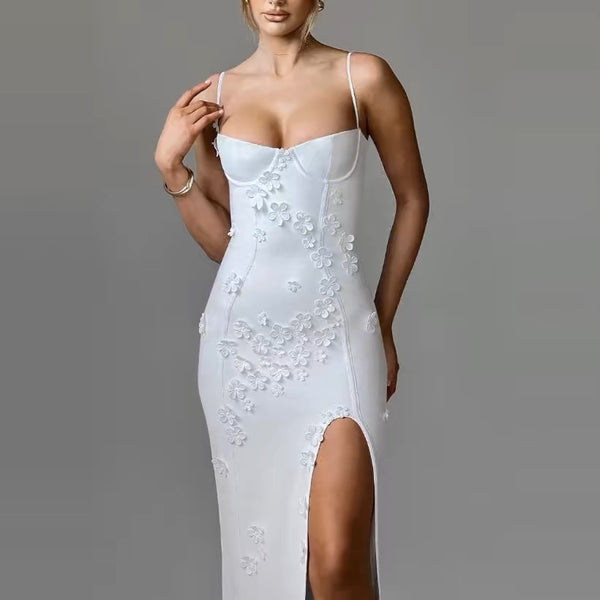White Eclipse Sheer Floral Maxi Dress