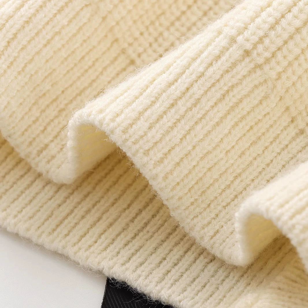 Ivory Bow Detail Ribbed Sweater