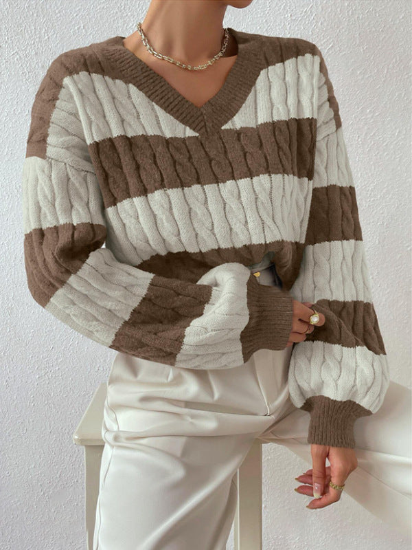 Varsity Lines Cable Knit Jumper