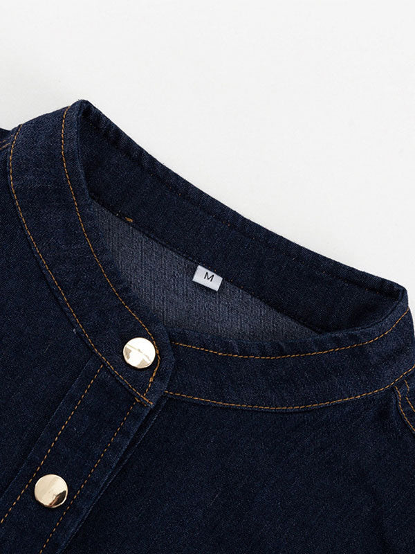Indigo Statement Puff Sleeve Mini Dress