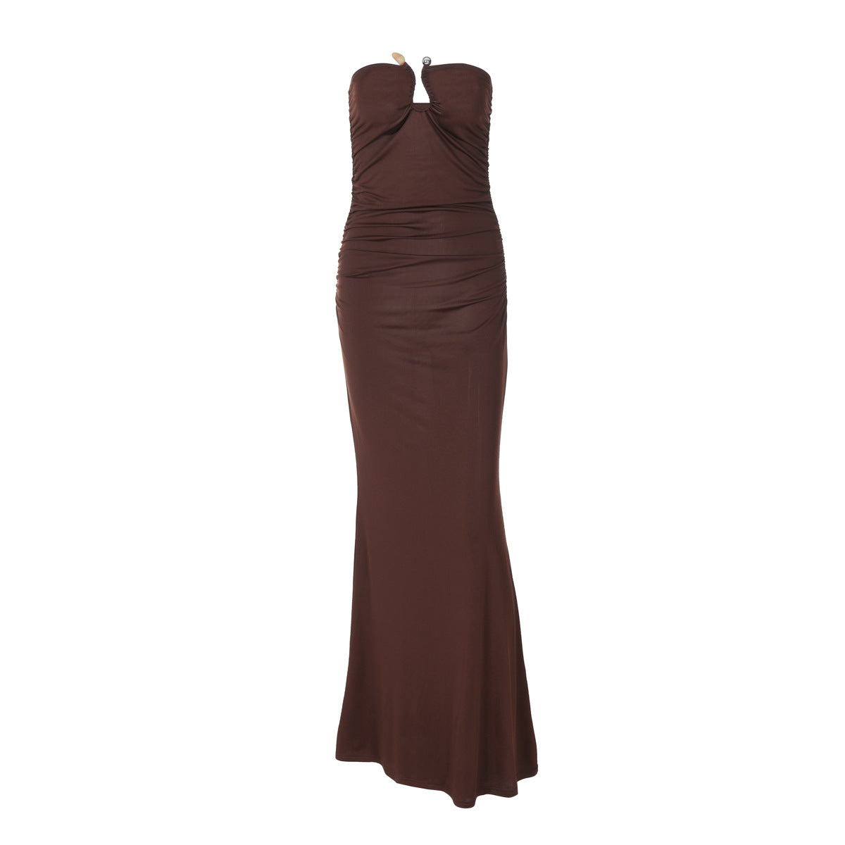Women's Strapless Ruched Maxi Dress