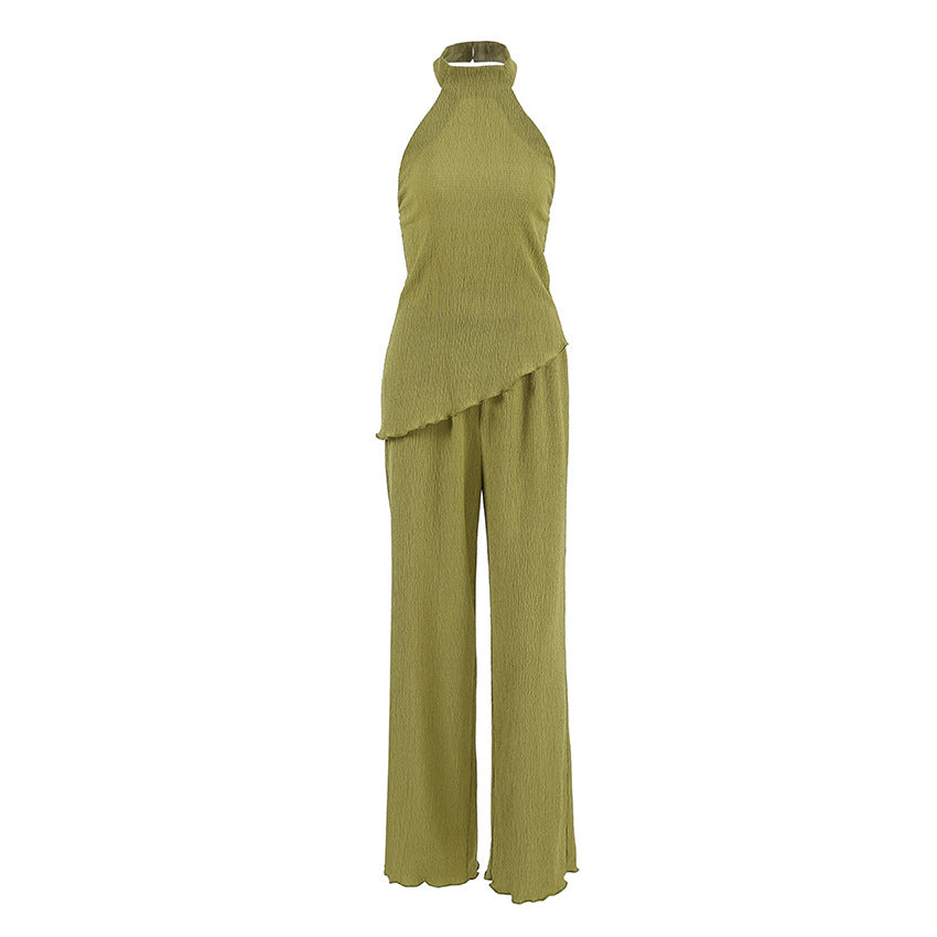 Vereli Textured Halter Two-Piece Set