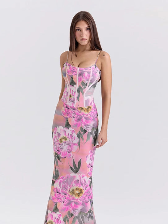 Valentina Sequin Floral Maxi Dress