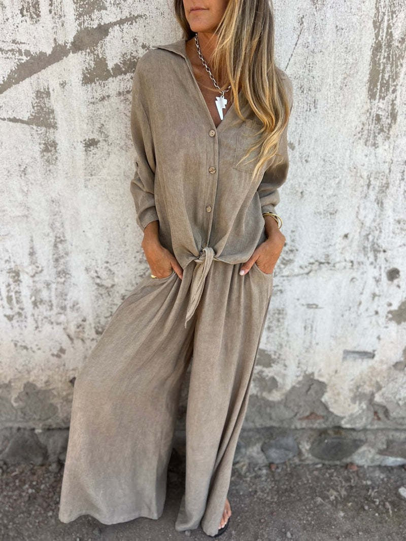 Solvra Washed Button-Tie Lounge Set
