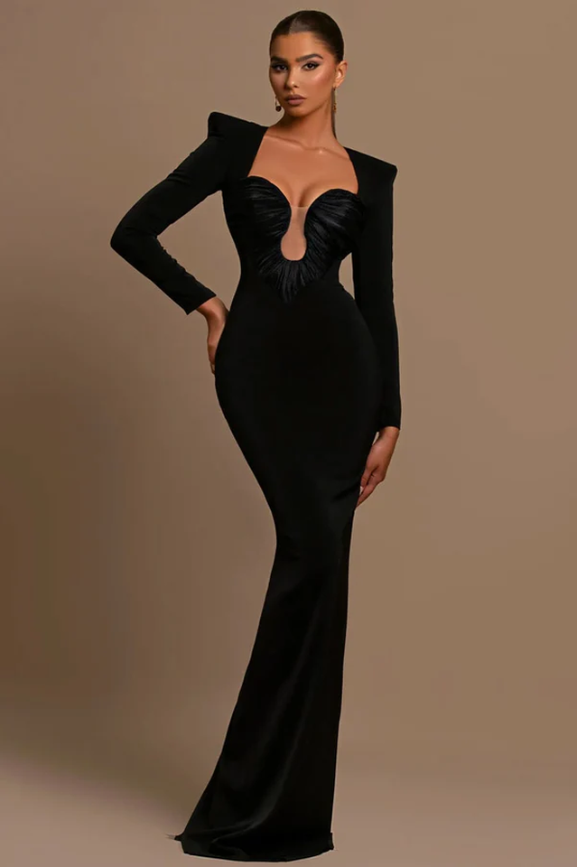 Celestia Ruched Long Sleeve Maxi Dress