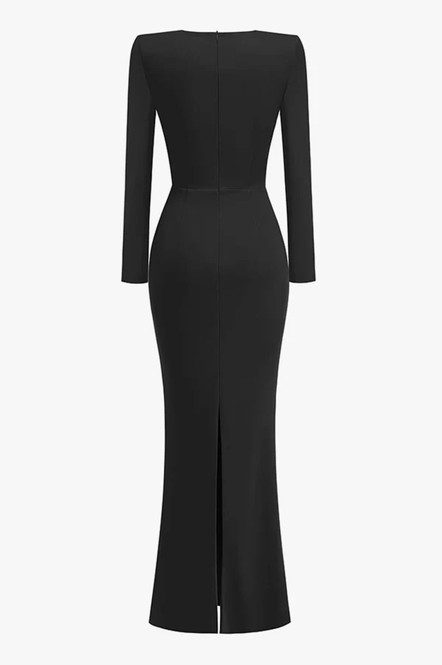 Celestia Ruched Long Sleeve Maxi Dress