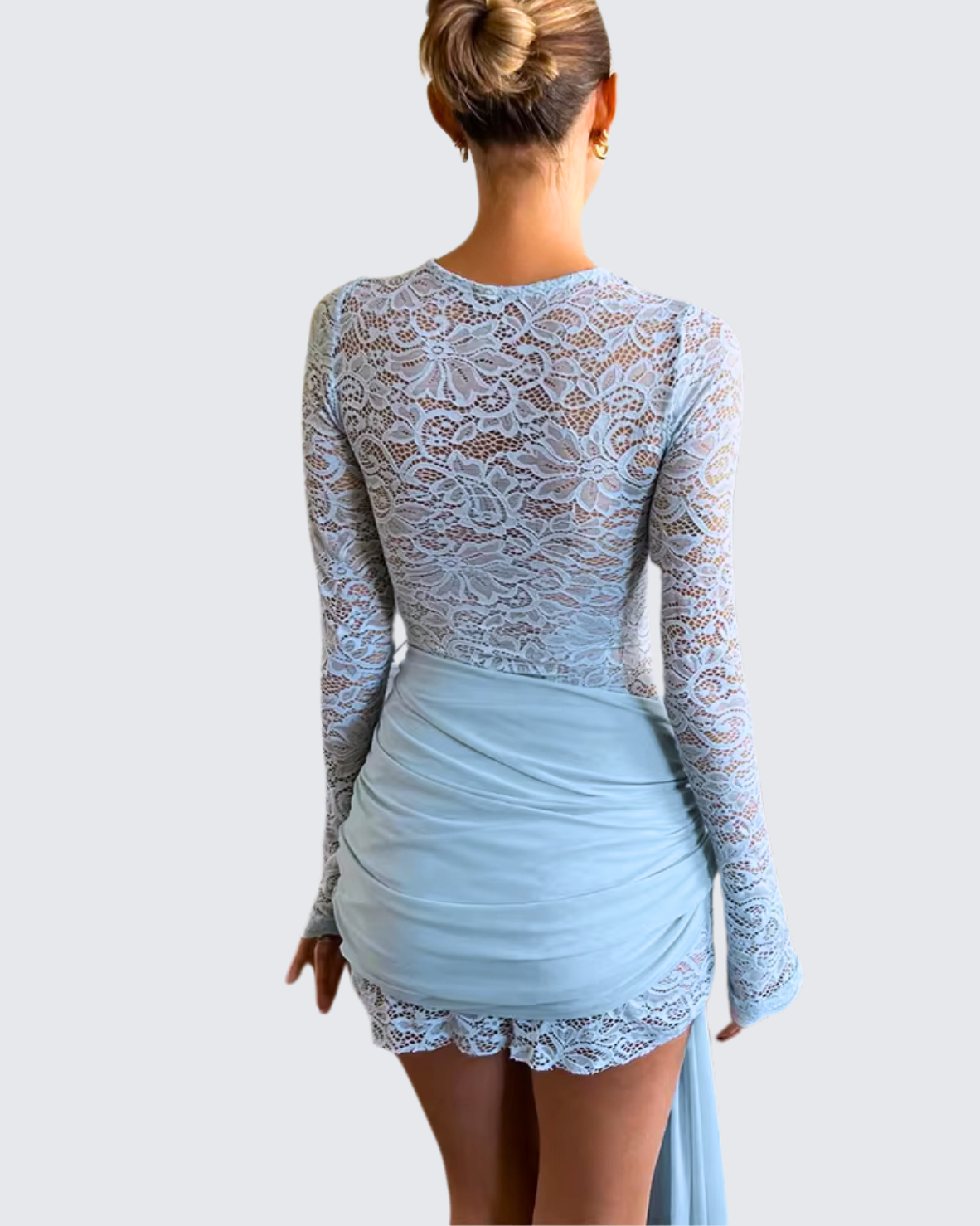 Azure Whimsy Lace Mini Dress