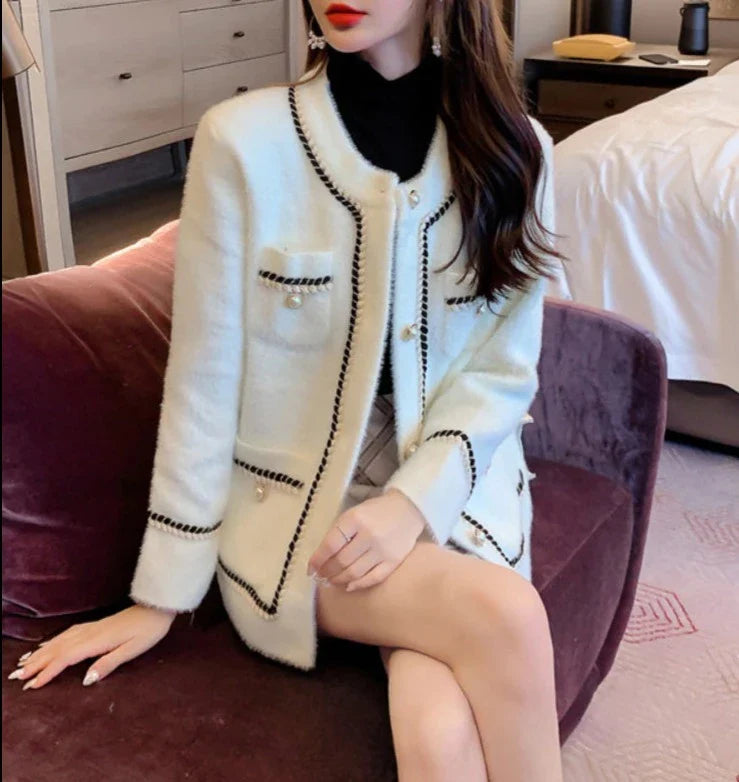 Seraphine Chain Trim Tweed Cardigan