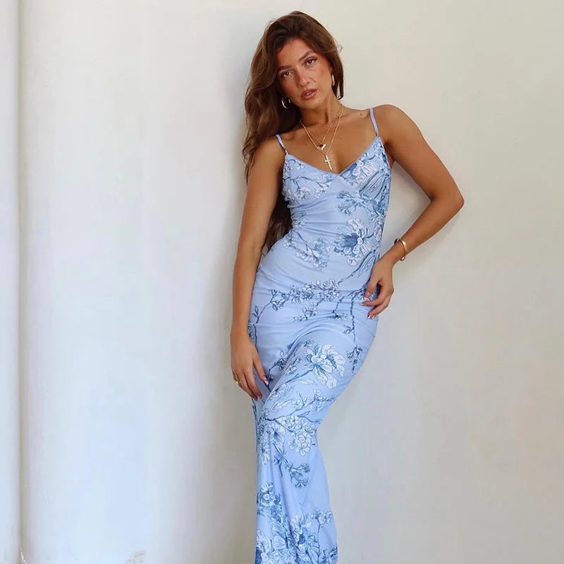 Blue Renaissance Reverie Slip Maxi Dress