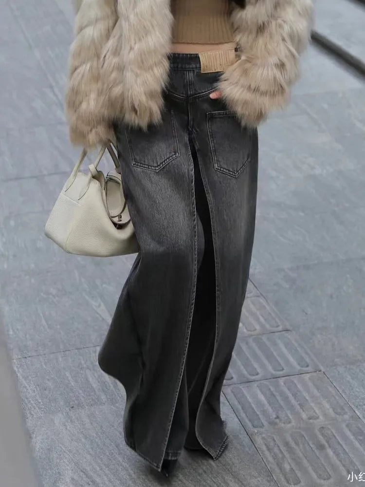 Phantom Split Wide Leg Jeans