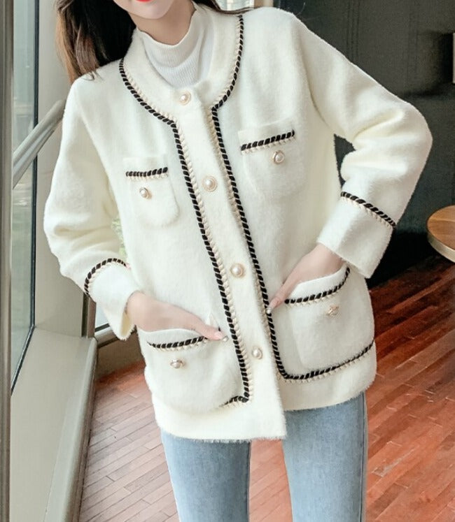 Seraphine Chain Trim Tweed Cardigan