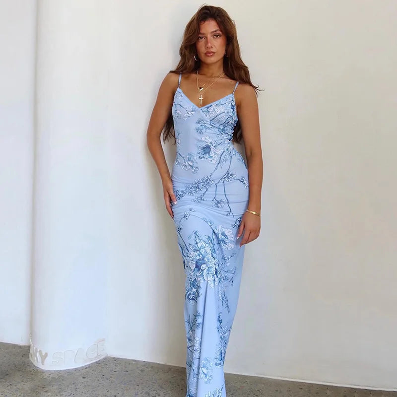 Blue Renaissance Reverie Slip Maxi Dress