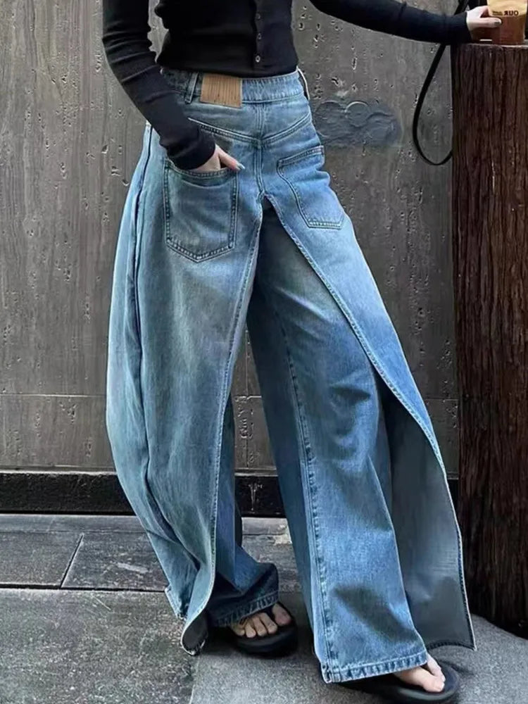 Phantom Split Wide Leg Jeans