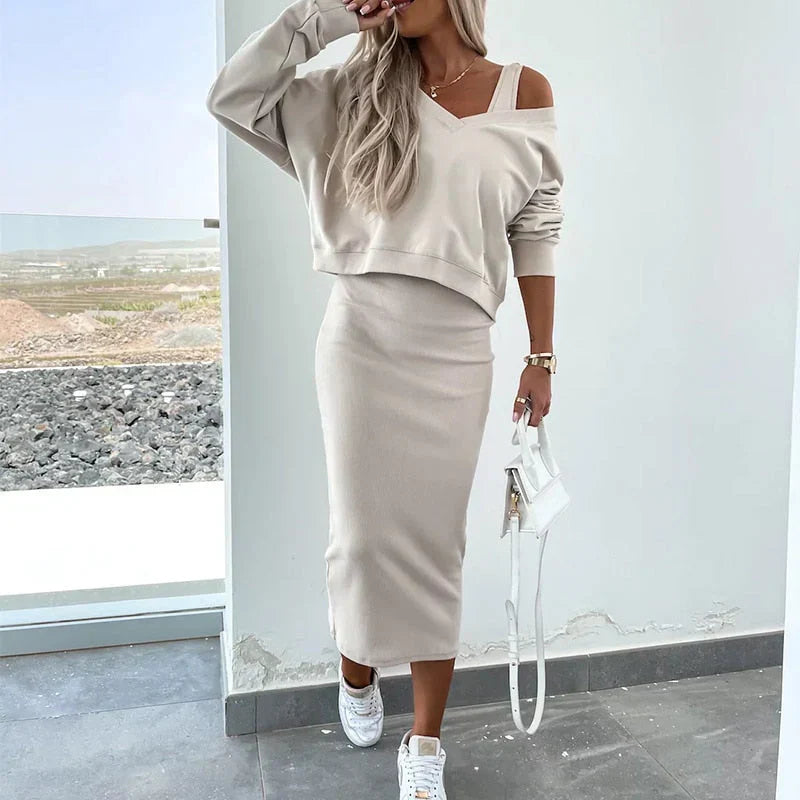 Off-Duty Luxe Ribbed Midi Set