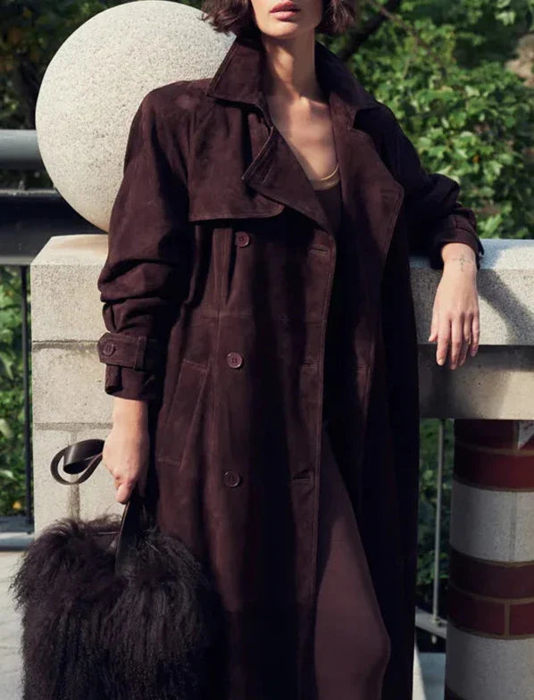 Delaney Suede Belted Trench Coat