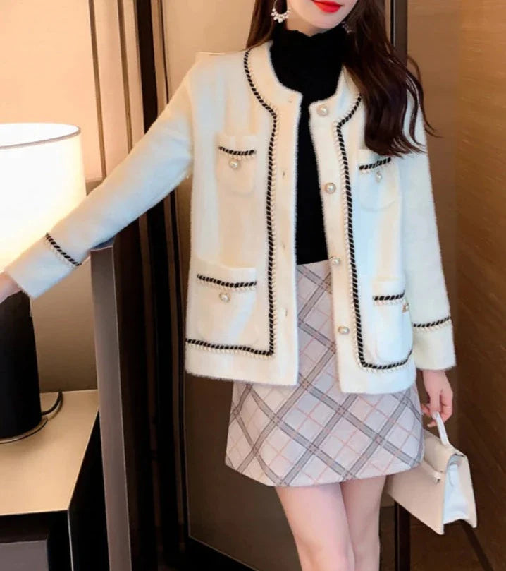 Seraphine Chain Trim Tweed Cardigan