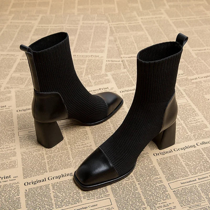 Celeste Pearl Charm Sock Boots