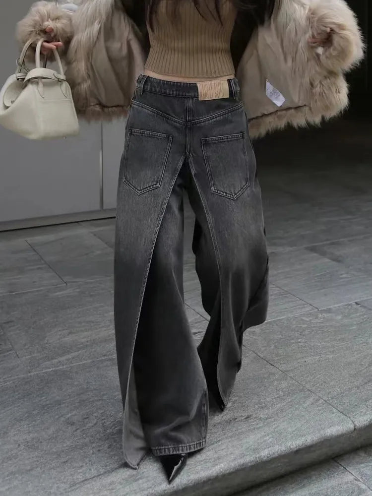 Phantom Split Wide Leg Jeans