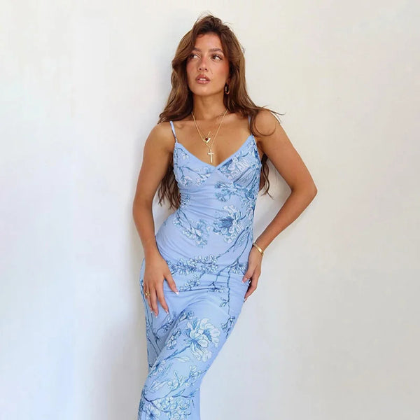 Blue Renaissance Reverie Slip Maxi Dress