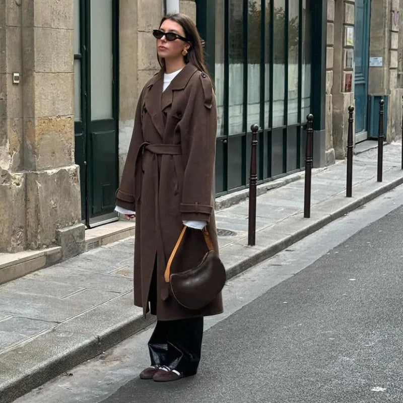 Delaney Belted Wool Trench Coat