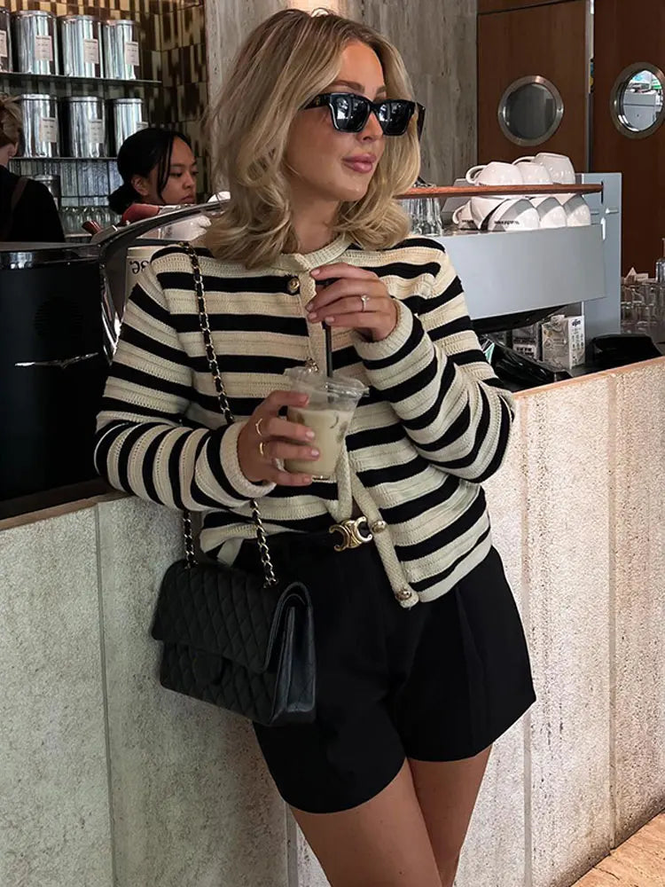 Bellemode Striped Cardigan