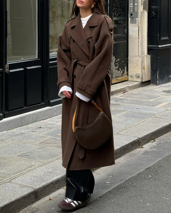 Delaney Belted Wool Trench Coat