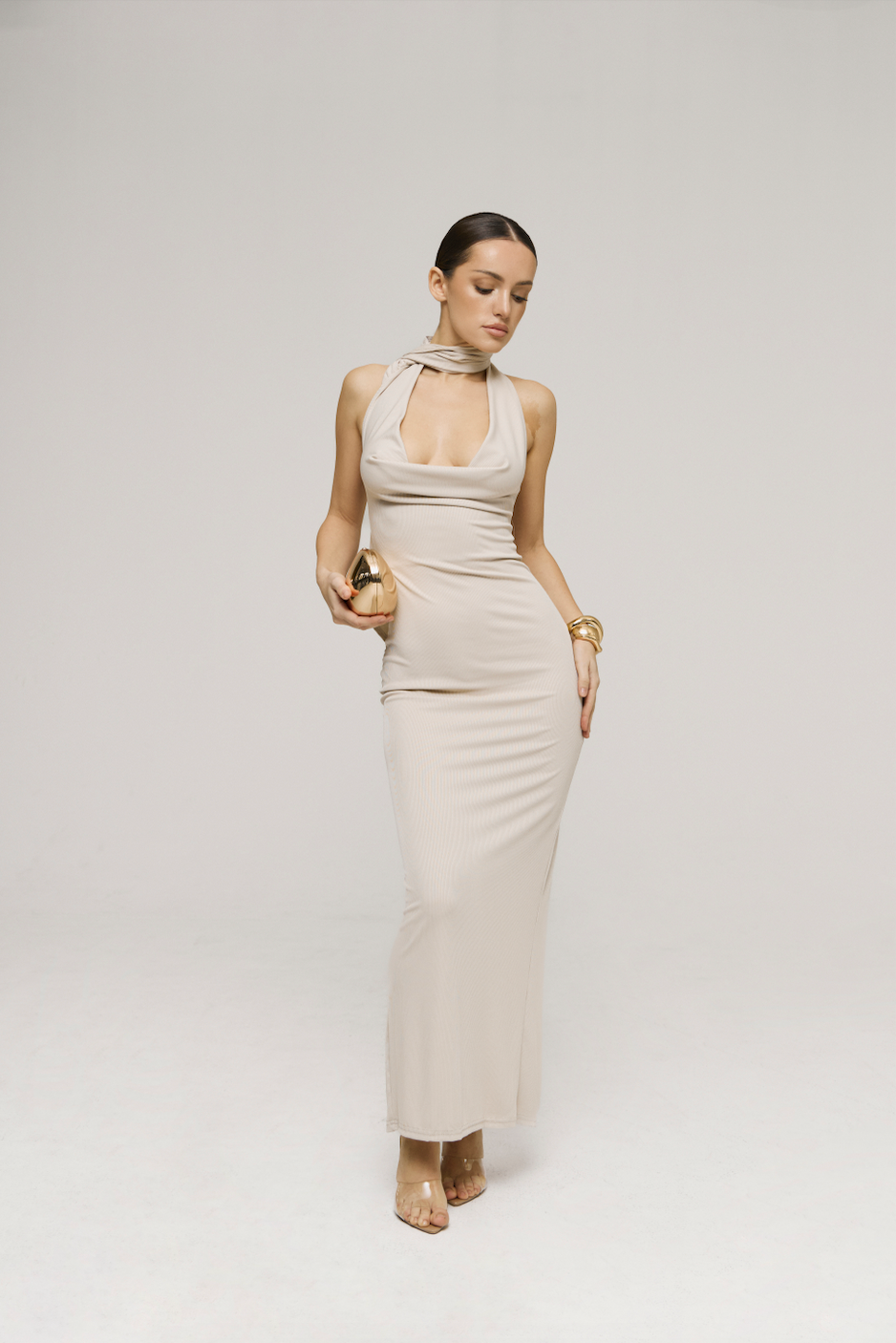 Camille Drape Neckline Maxi Dress