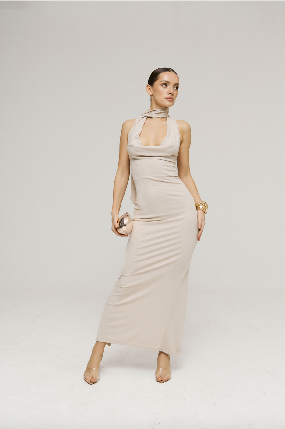 Camille Drape Neckline Maxi Dress