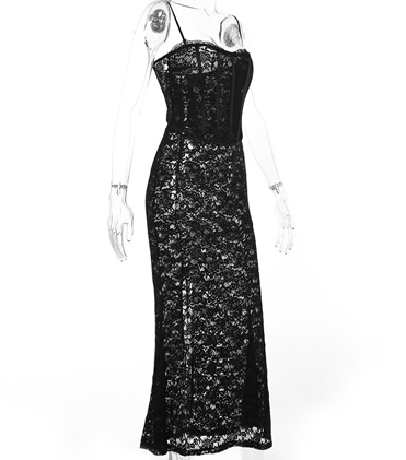 Veloura Sheer Corset Lace Maxi Dress
