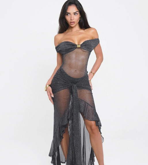Veloura Nights Sheer Maxi Dress