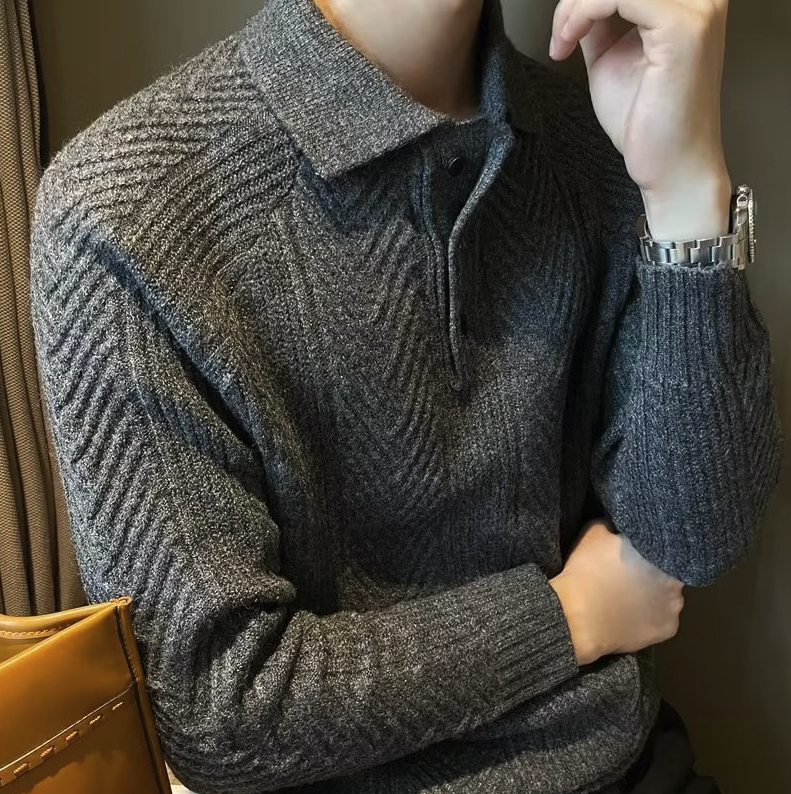Ardmore Chevron-Knit Polo Pullover