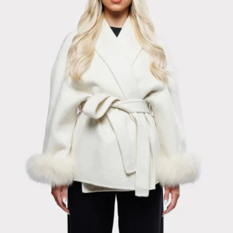Mulberry Luxe Faux Fur Cuff Wrap Coat