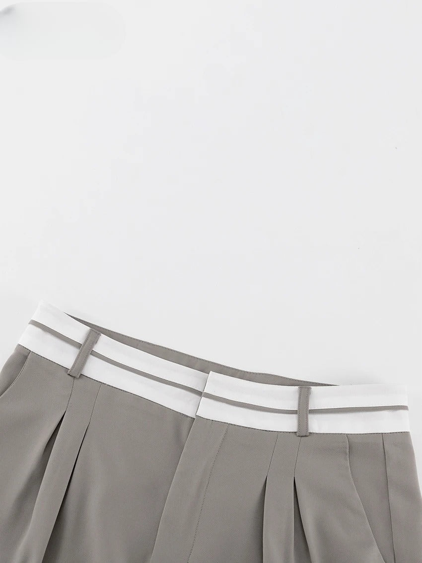 Milan Fold-Detail Wide Leg Pants