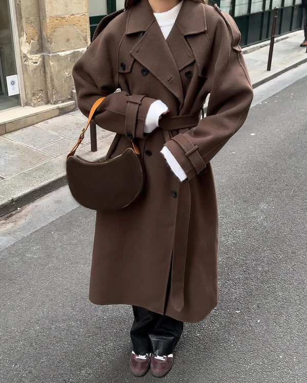 Delaney Belted Wool Trench Coat