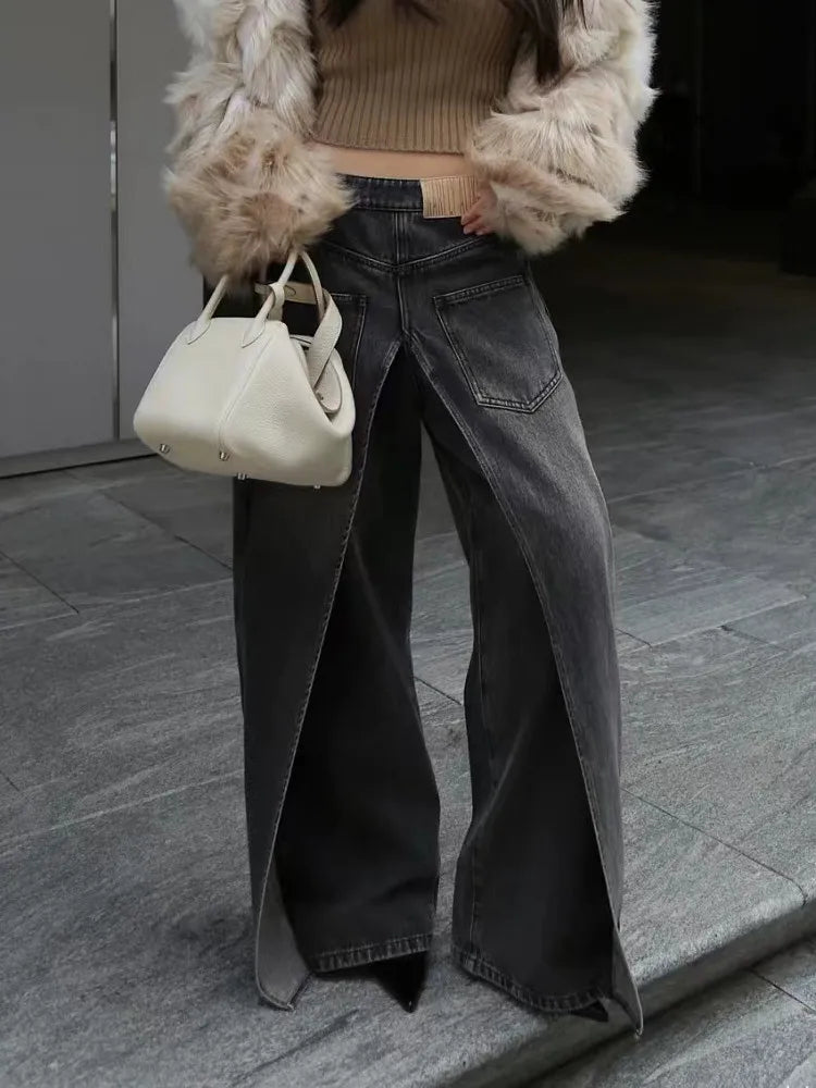 Phantom Split Wide Leg Jeans