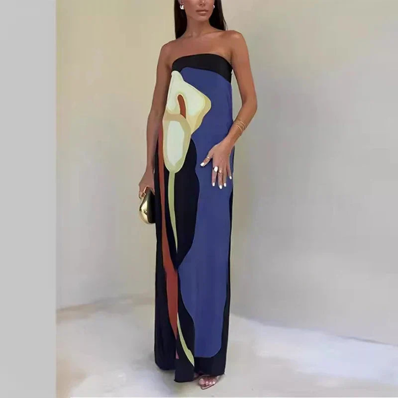 Soleia Strapless Abstract Maxi Dress