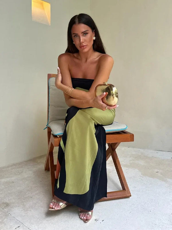 Soleia Strapless Abstract Maxi Dress