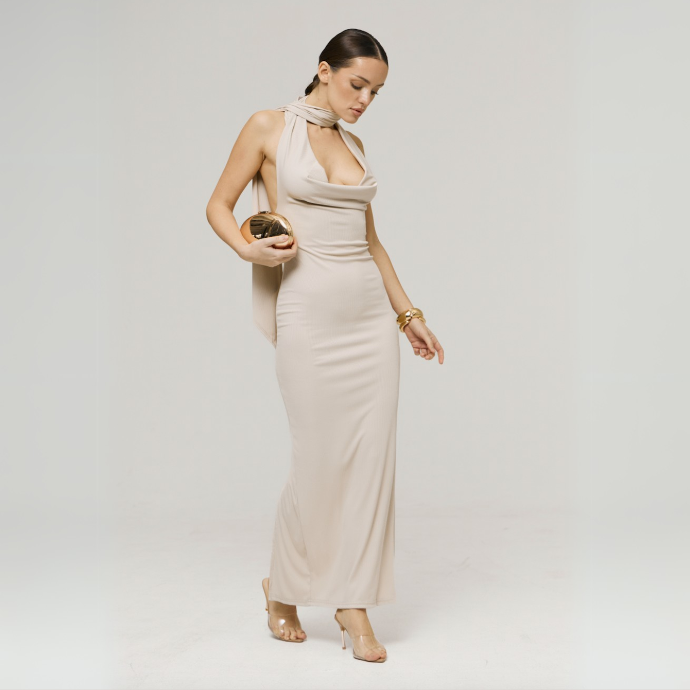 Camille Drape Neckline Maxi Dress