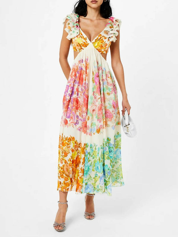 Sunlit Serenade Floral Maxi Dress