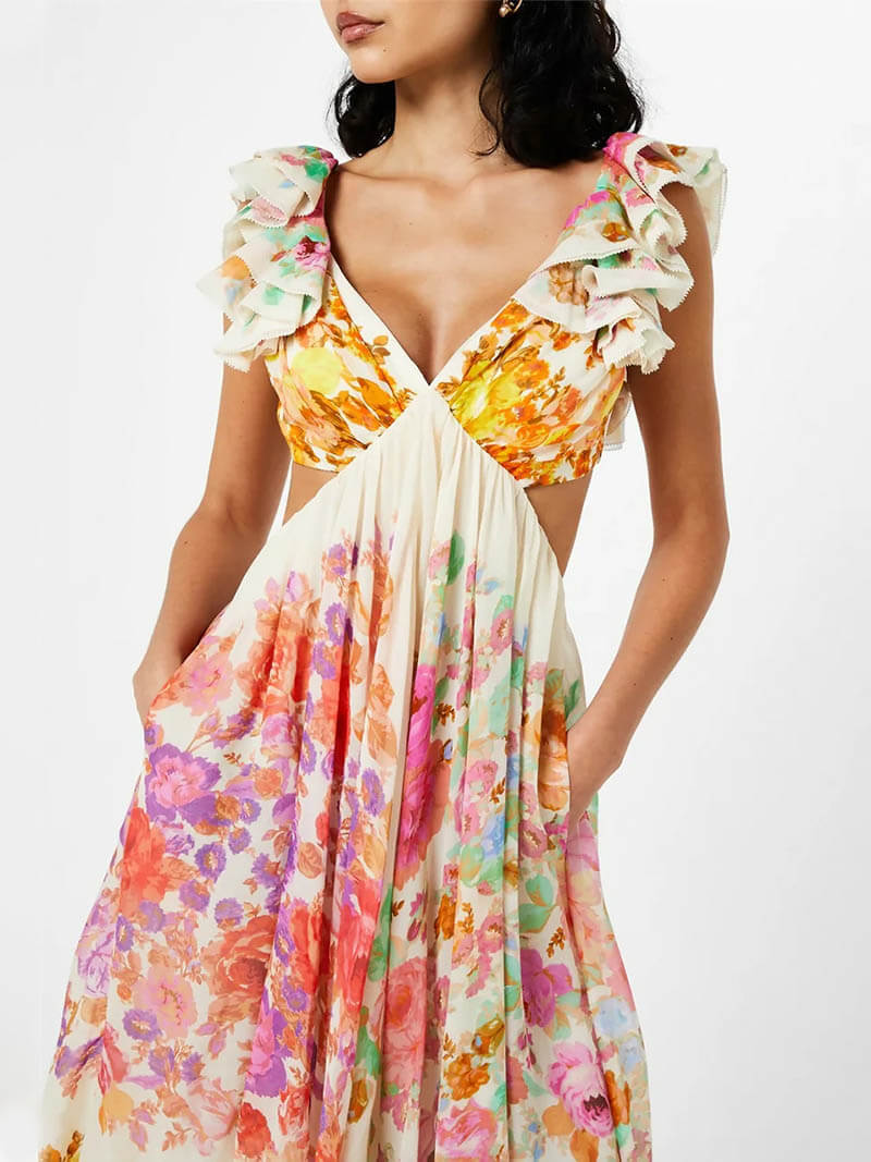 Sunlit Serenade Floral Maxi Dress