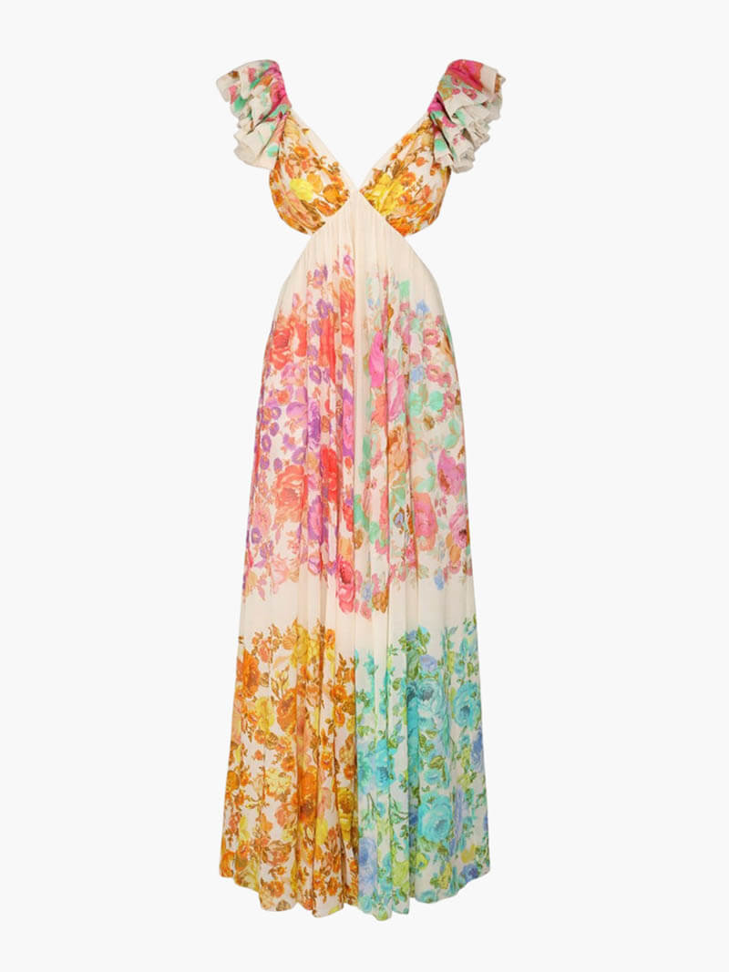 Sunlit Serenade Floral Maxi Dress