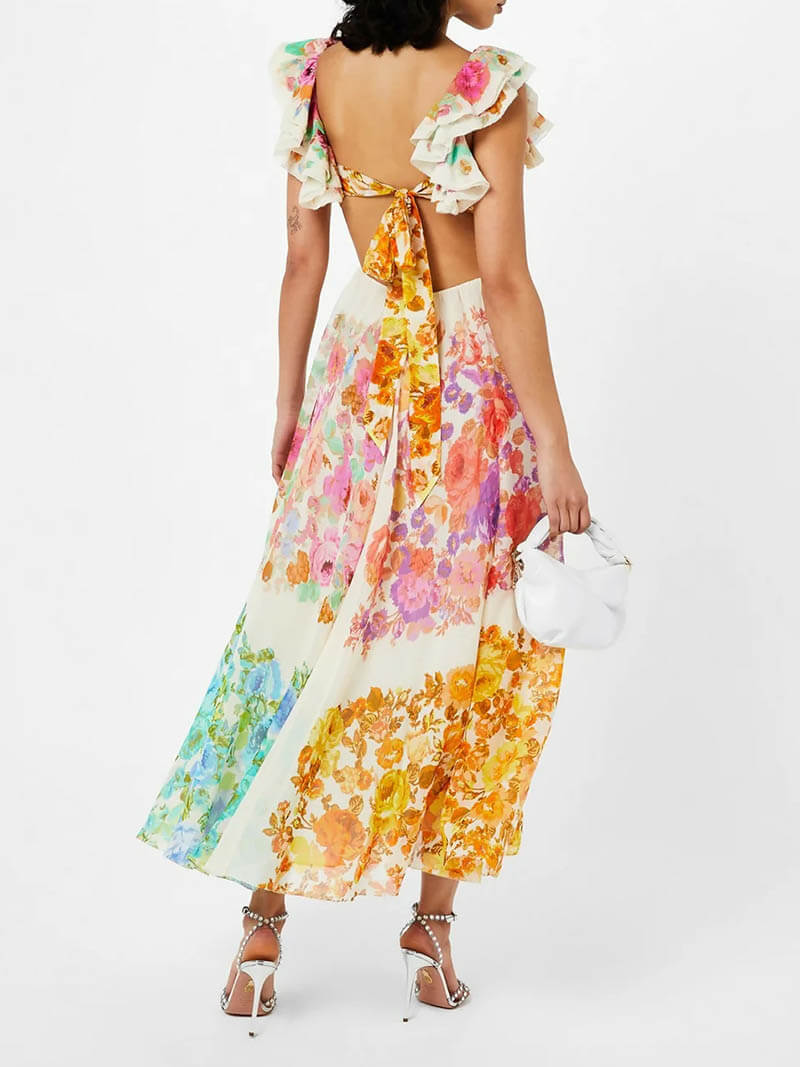 Sunlit Serenade Floral Maxi Dress