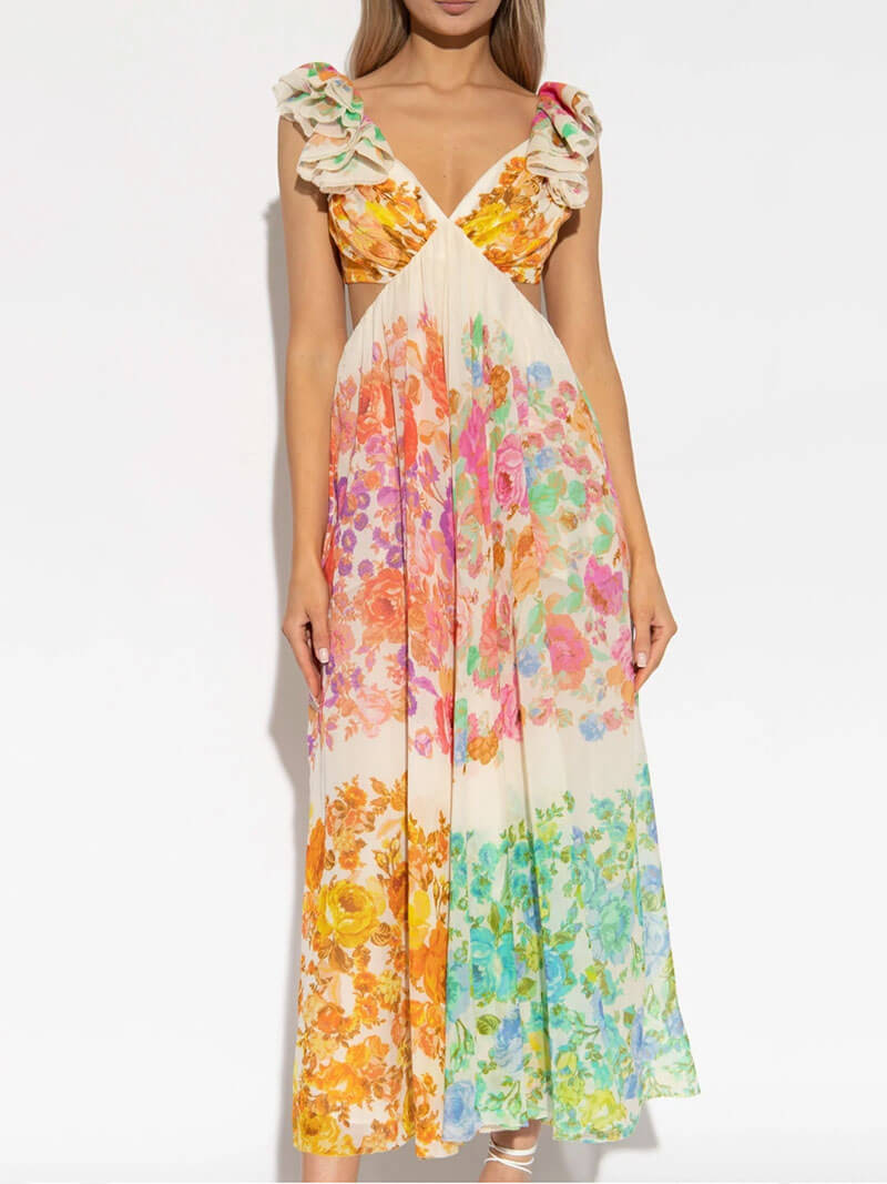 Sunlit Serenade Floral Maxi Dress