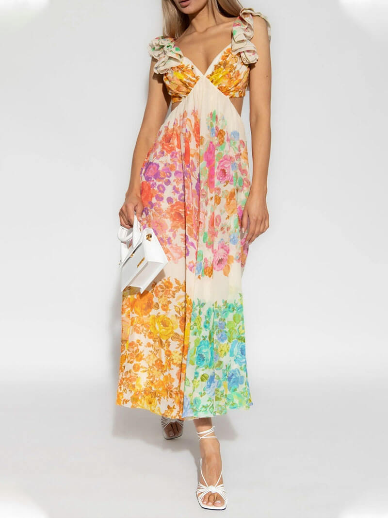 Sunlit Serenade Floral Maxi Dress