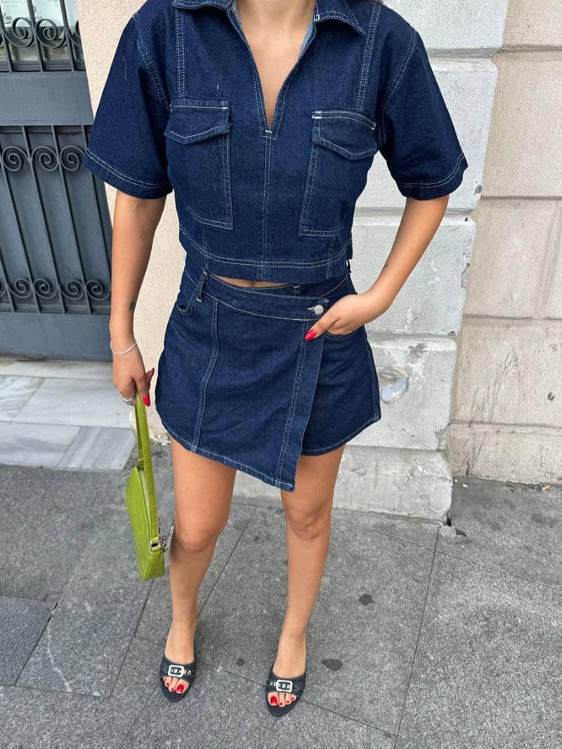 Soera Jade Denim Two-Piece Set