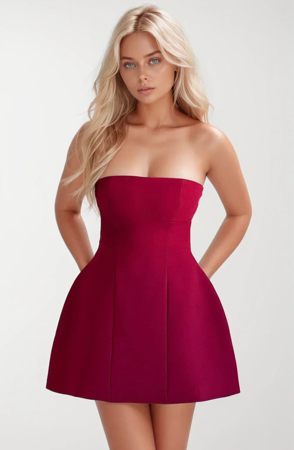 Burgundy Lucia Strapless Mini Dress