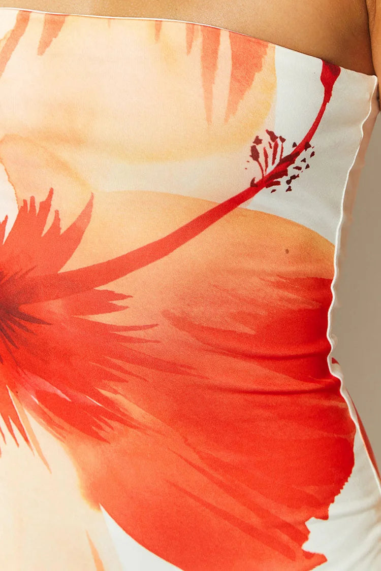 Hibiscus Shores Strapless Maxi Dress