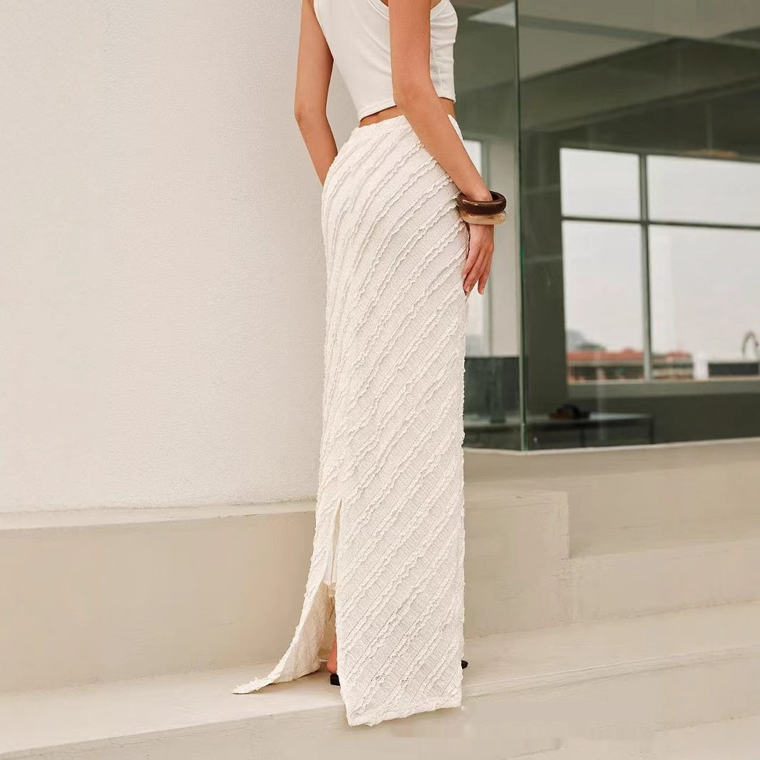 Maravelle Diagonal Knit Maxi Skirt